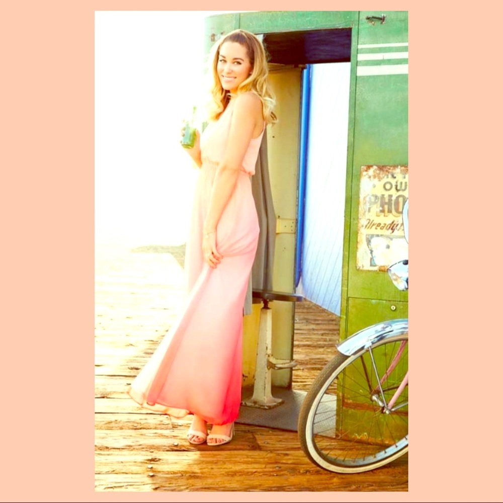 ☀️🌷 LC Lauren Conrad Dip/Dye Chiffon Maxi Dress